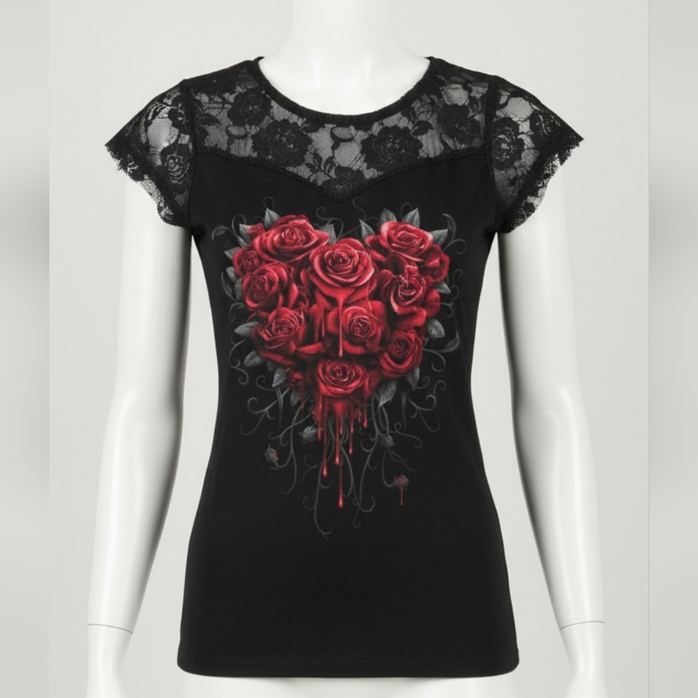 Spiral lace rose blouse